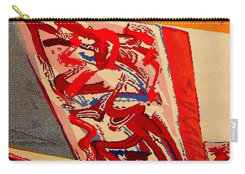 Abstract Zip Pouch featuring the tapestry - textile Riding the D Train by Dick Sauer