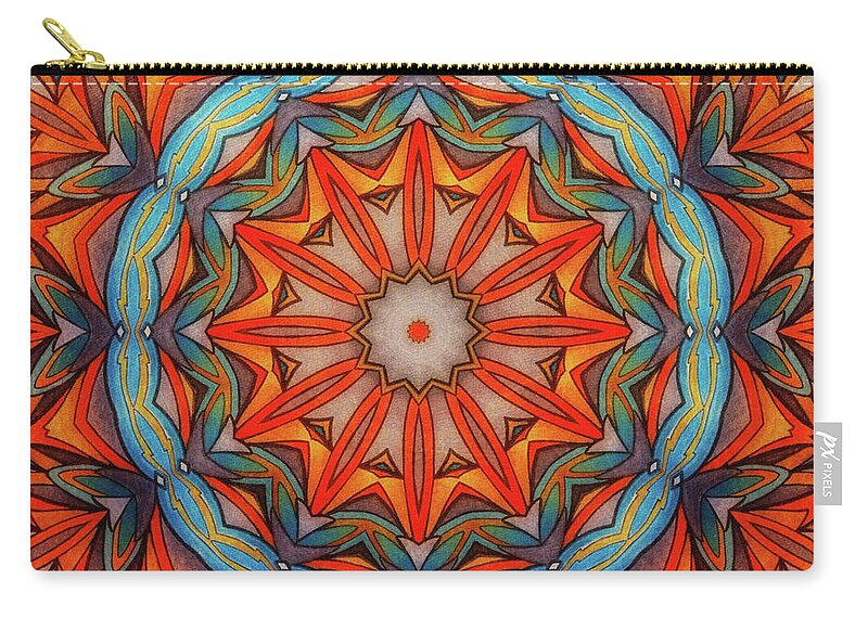 Ring Of Fire Zip Pouch featuring the drawing Ring of Fire by Mo T