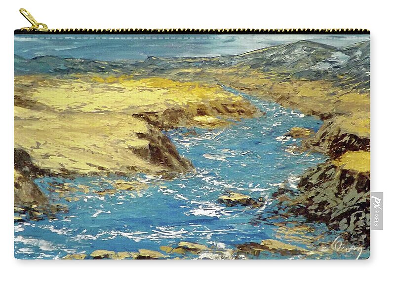 Landscape Zip Pouch featuring the painting Rio Grande Wild by Carl Owen