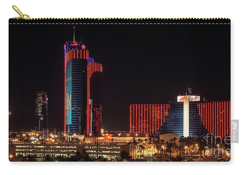 Rio Casino Zip Pouch featuring the photograph Rio Hotel and Casino Night by Aloha Art