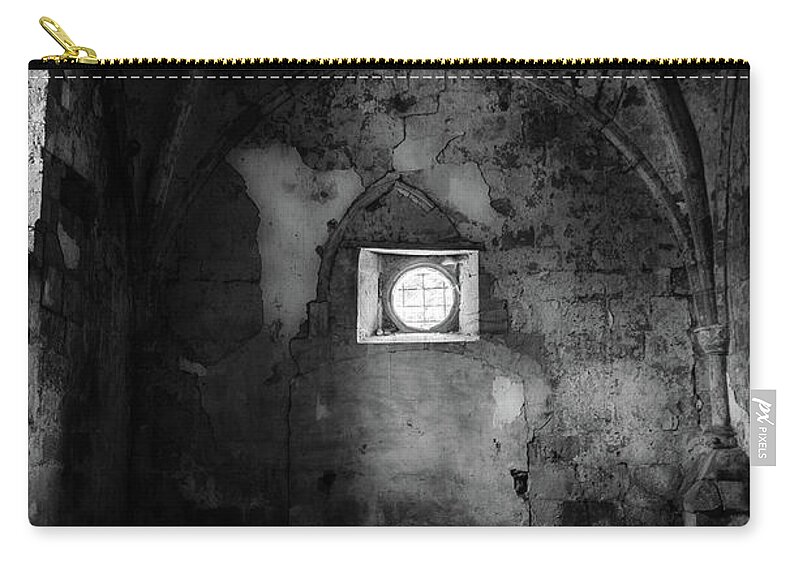 Burgos Zip Pouch featuring the photograph Rioseco Abandoned Abbey Chapel BW by RicardMN Photography