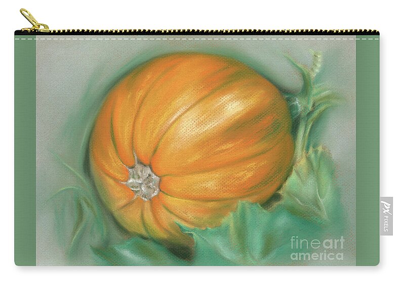 Botanical Zip Pouch featuring the painting Ripening Pumpkin on the Vine by MM Anderson