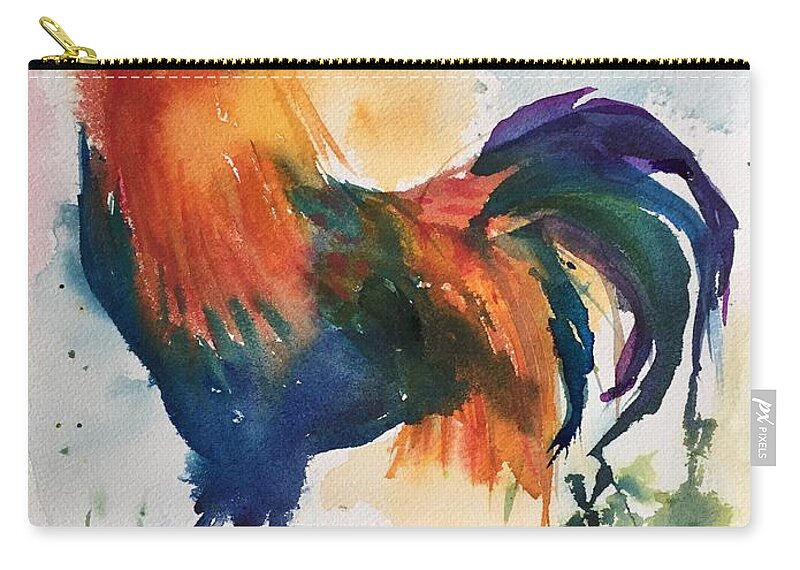 Rooster Zip Pouch featuring the painting Rise And Shine by Bonny Butler
