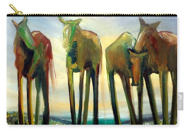 Horse Zip Pouch featuring the painting Rise by Katy Hawk