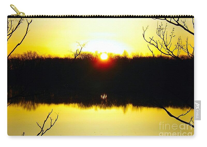 Rising Sun Zip Pouch featuring the photograph Rising Sun On The Delaware River by Robyn King