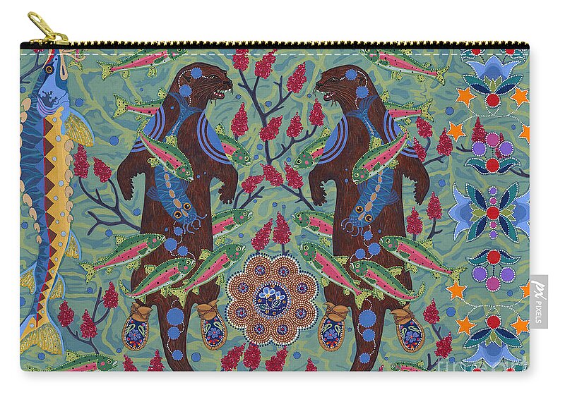 Native American Carry-all Pouch featuring the painting River Spirit by Chholing Taha