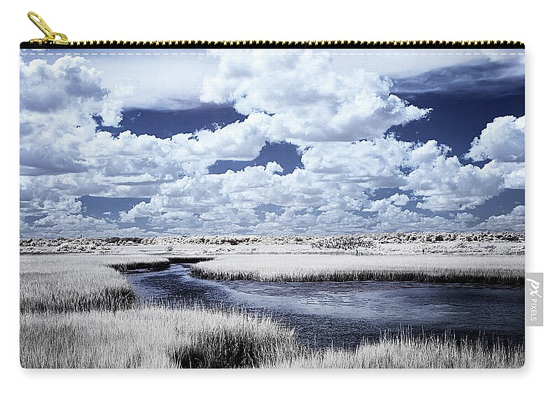 Infrared Zip Pouch featuring the photograph River in the Marsh -1 by Alan Hausenflock