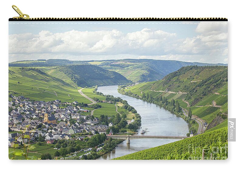 Beauty Zip Pouch featuring the photograph River Mosel and vineyards by Patricia Hofmeester