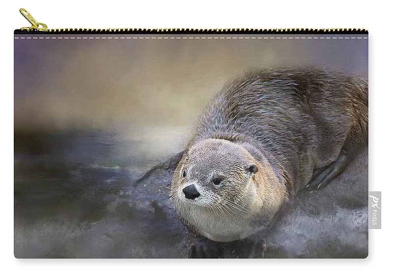 Otter Zip Pouch featuring the photograph River Otter by TnBackroadsPhotos