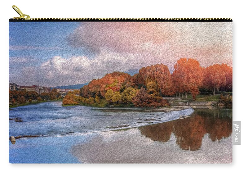 Turin Zip Pouch featuring the photograph River Po Turin Italy by Carol Japp