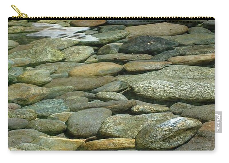 Cool Carry-all Pouch featuring the photograph River Rock by Sherry Clark