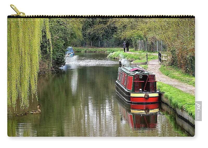 River Boat Zip Pouch featuring the photograph River Stort In April by Gill Billington