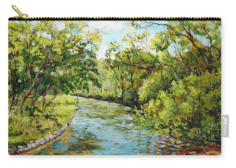 Landscape Zip Pouch featuring the painting River through the Forest by Ingrid Dohm
