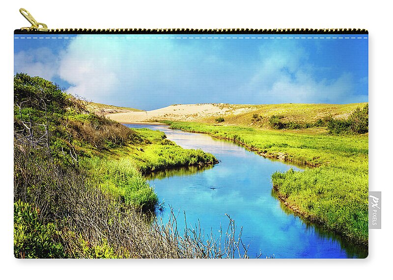 Clouds Zip Pouch featuring the photograph River to the Sea by Debra and Dave Vanderlaan
