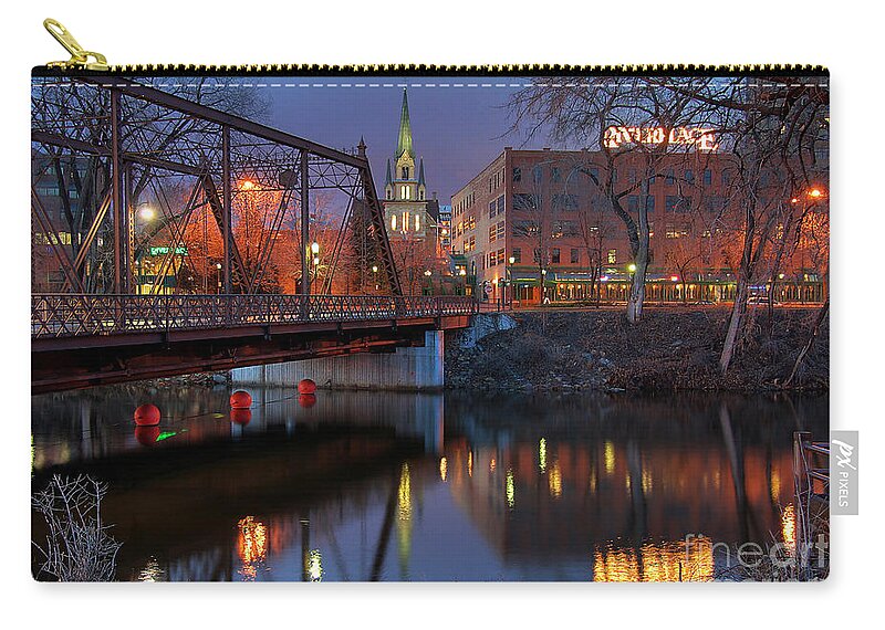 Minneapolis Zip Pouch featuring the photograph Riverplace Minneapolis Little Europe by Wayne Moran