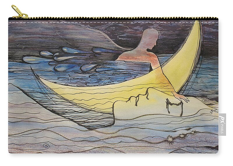 Illustration Zip Pouch featuring the painting Rivers of Love by Valentina Plishchina