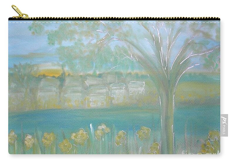 River Zip Pouch featuring the pastel Riverside Hazy Dawn by Karen Jane Jones