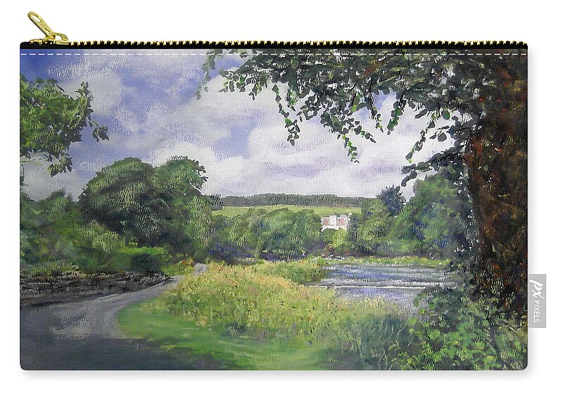 Landscape Zip Pouch featuring the painting Riverside House and The Cauld by Richard James Digance