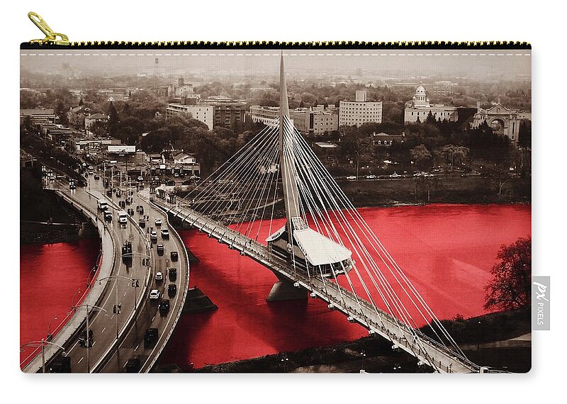 Rivi�re Zip Pouch featuring the digital art Riviere Rouge Red River by Julius Reque