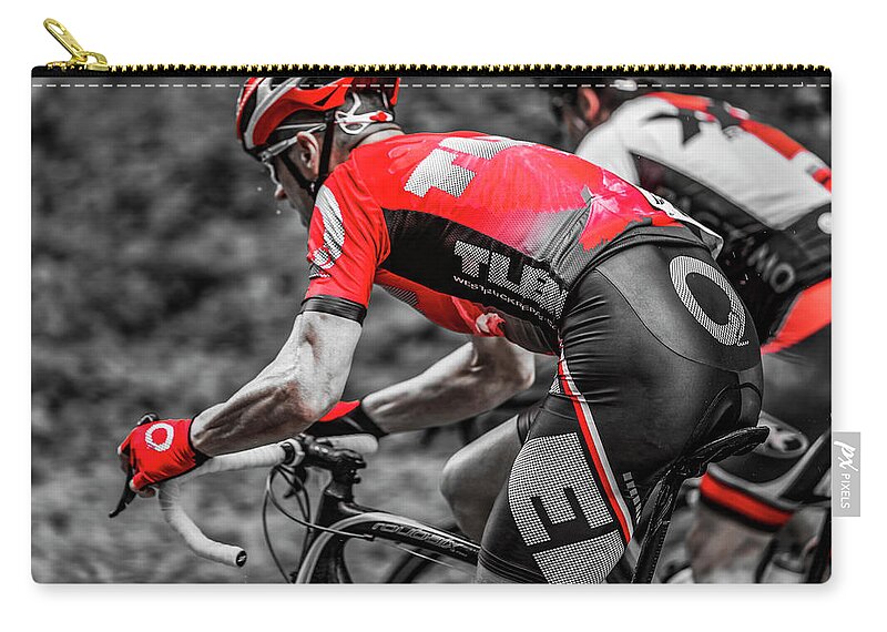 Action Zip Pouch featuring the photograph Road Bike Racing by Peter Lakomy