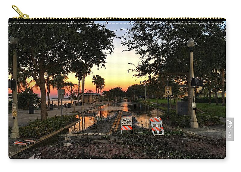 Storm Zip Pouch featuring the photograph Road Closed by Joseph Caban