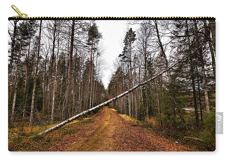 Lehtokukka Zip Pouch featuring the photograph Road closed by Jouko Lehto