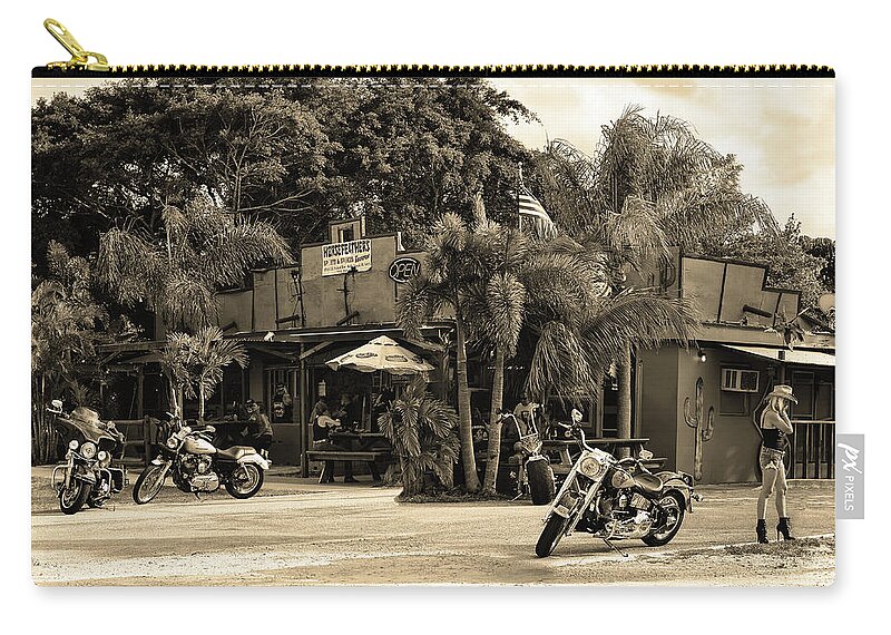 Motorcycle Zip Pouch featuring the photograph Roadhouse by Laura Fasulo