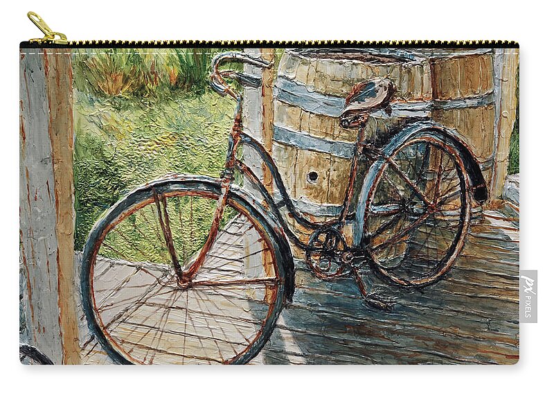 Vintage Zip Pouch featuring the painting Roadmaster Bicycle 2 by Joey Agbayani
