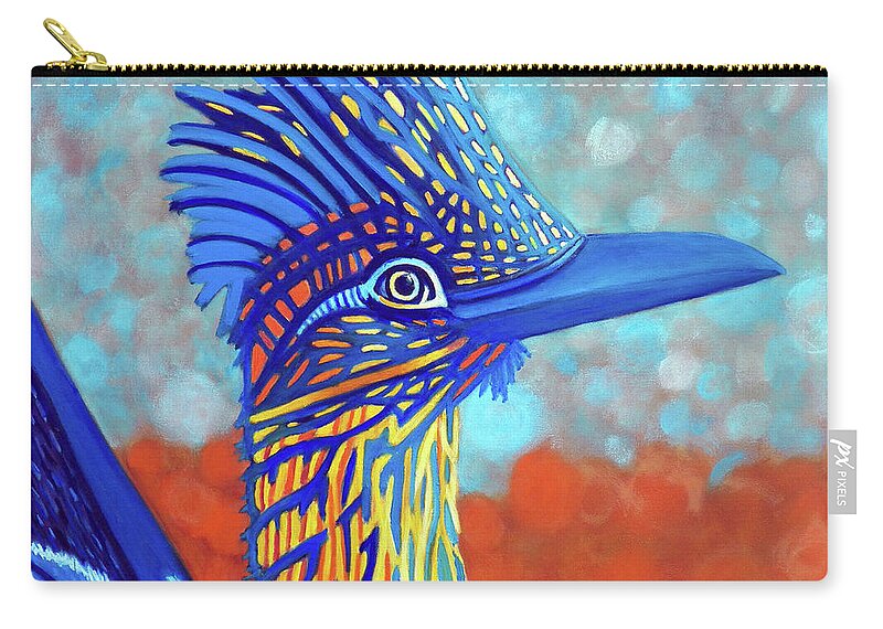 Roadrunner Zip Pouch featuring the painting Roadrunner Deluxe by Brian Commerford