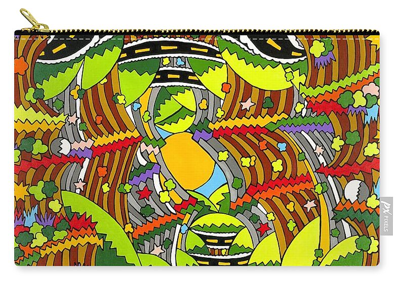 Roads Zip Pouch featuring the painting Roaming by Rojax Art