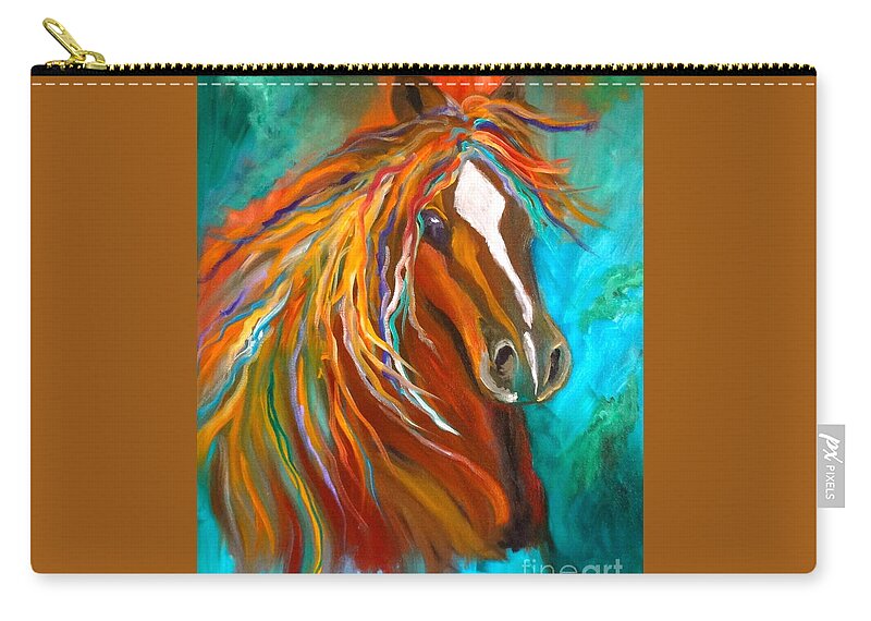 Original Horse Art Zip Pouch featuring the painting Roan Stallion by Jenny Lee