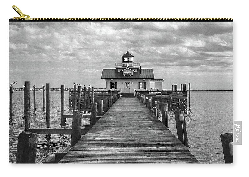 Roanoke Marshes Light Zip Pouch featuring the photograph Roanoke Marshes Light by David Sutton