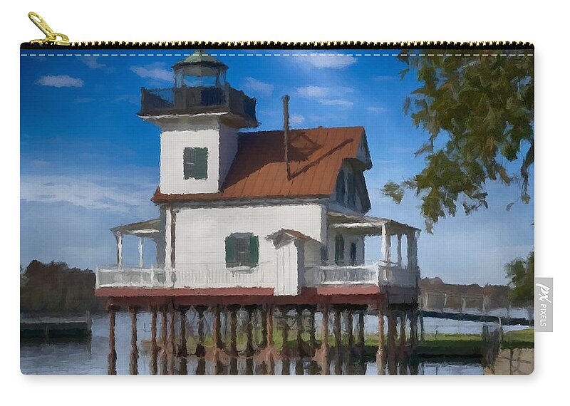 Lighthouse Zip Pouch featuring the photograph Roanoke River Lighthouse North Carolina by David Dehner