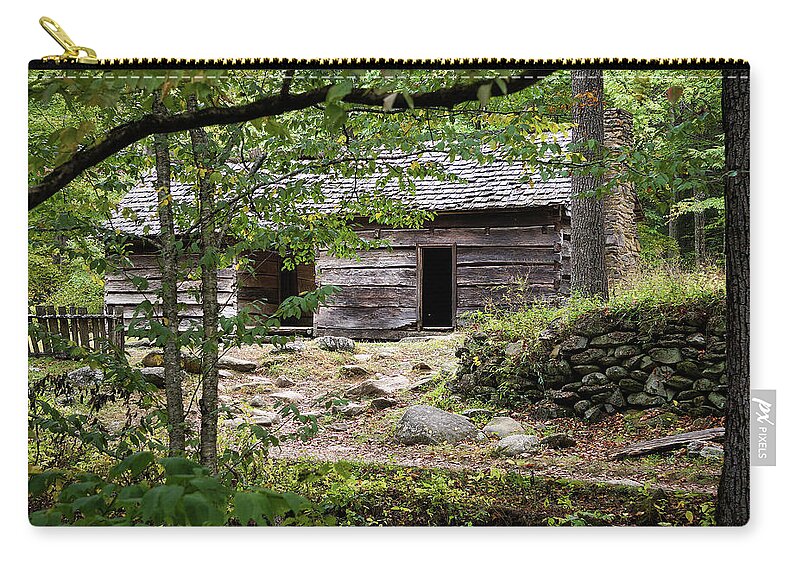 Ephraim Bales Zip Pouch featuring the photograph Roaring Fork Bales Cabin by TnBackroadsPhotos