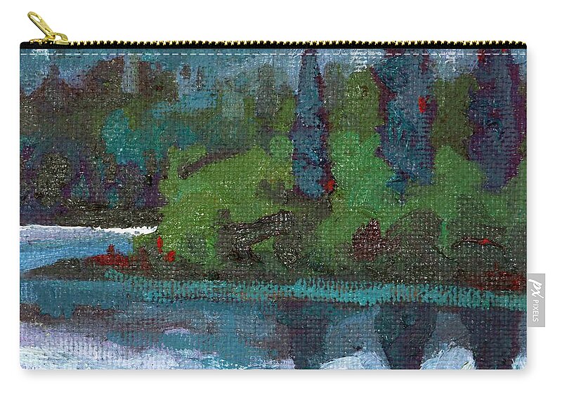 1984 Zip Pouch featuring the painting Robinson Lake Point by Phil Chadwick