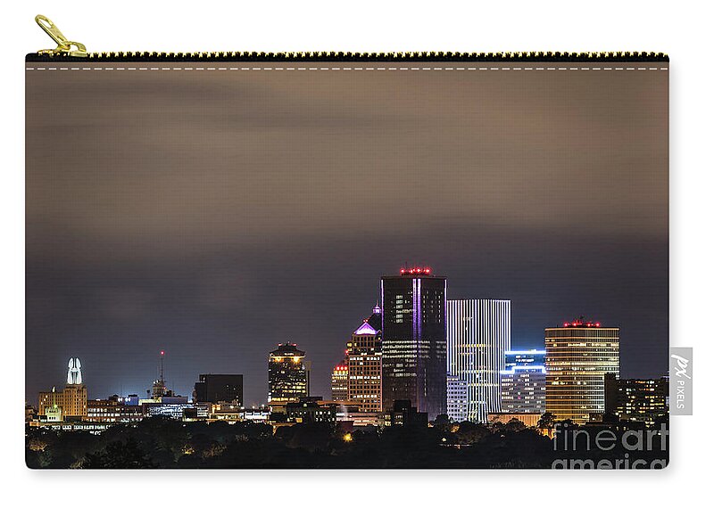 City Zip Pouch featuring the photograph Rochester, NY Lit by Joann Long