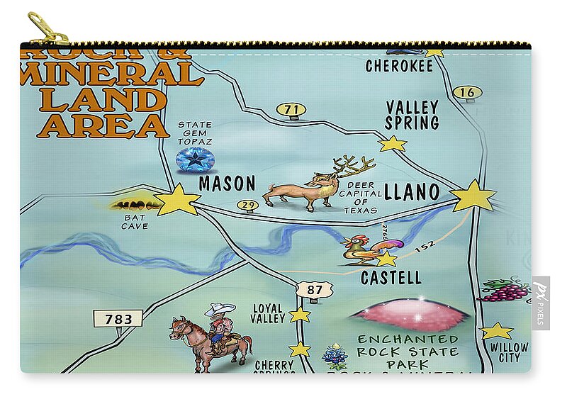 Rock & Mineral Land Area Zip Pouch featuring the digital art Rock and Mineral Land Area by Kevin Middleton
