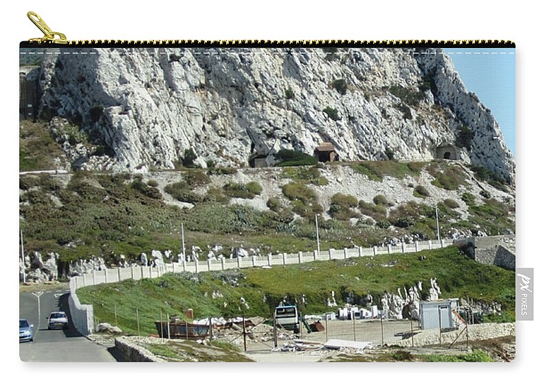 Gibraltar Zip Pouch featuring the photograph Rock of Gibraltar in Cloud UK Territory by John Shiron