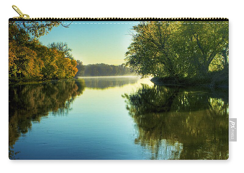 Rock River Zip Pouch featuring the photograph Rock River Autumn Morning by Roger Passman