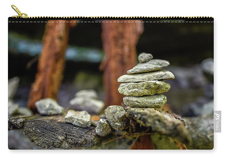 Blue Ridge Zip Pouch featuring the photograph Rock Stack by Doug Ash