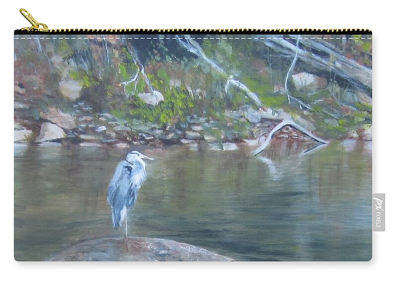 Blue Heron Zip Pouch featuring the painting Rock Star by Paula Pagliughi