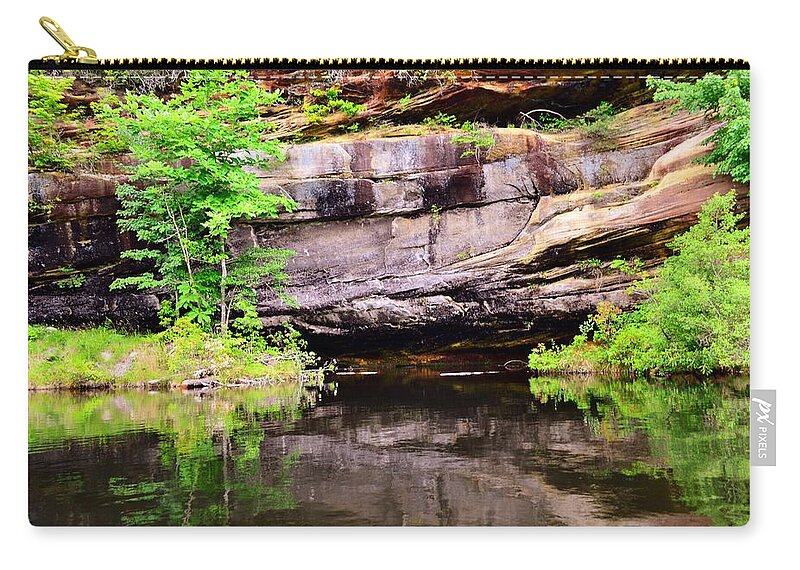 Reflections Carry-all Pouch featuring the photograph Rock Wall Reflections by Stacie Siemsen