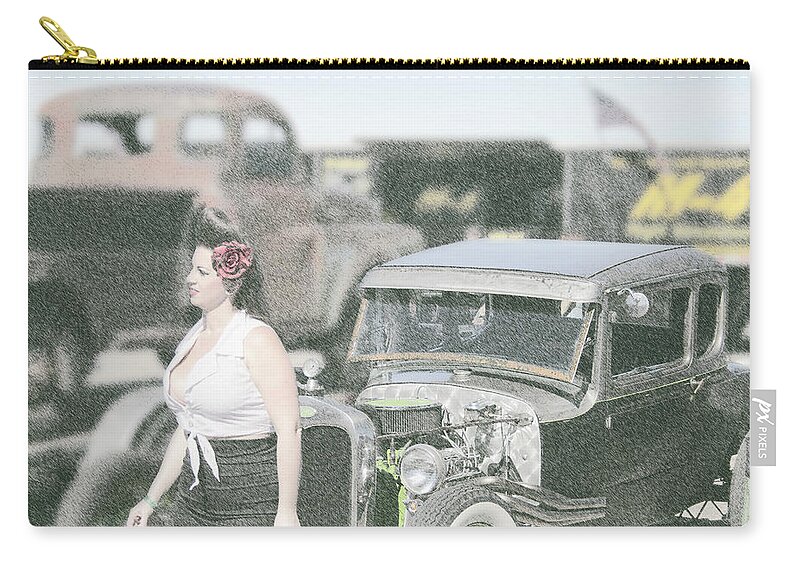 Rockabilly Zip Pouch featuring the photograph Rockabilly Pinup by Darrell Foster