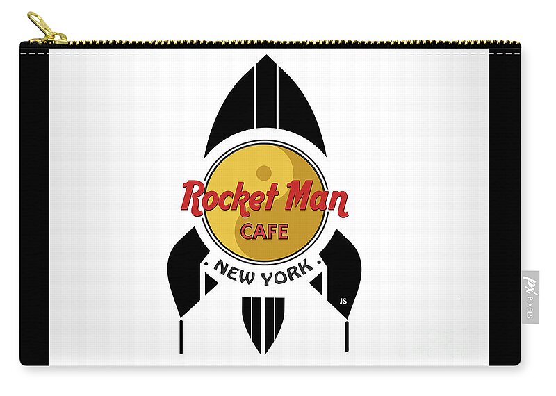 Rocket Man Cafe New York Zip Pouch featuring the digital art Rocket Man Cafe New York by Joseph J Stevens