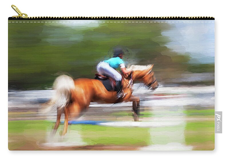 Rocking Horse Stables Zip Pouch featuring the photograph Rocking Horse Stables Jumping by Rich Franco