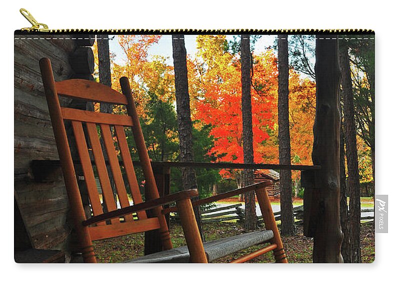 Porch Zip Pouch featuring the photograph Rocking in Fall by Randy Rogers