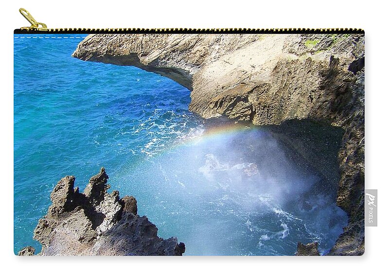 Kauai Zip Pouch featuring the photograph Rocks and Rainbow by Susan Lafleur