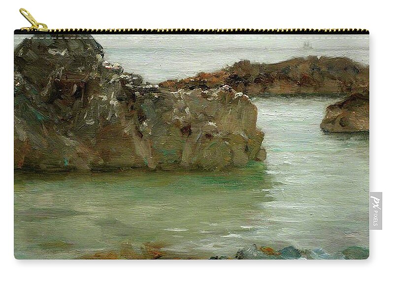Rocks Carry-all Pouch featuring the painting Rocks at Newporth by Henry Scott Tuke