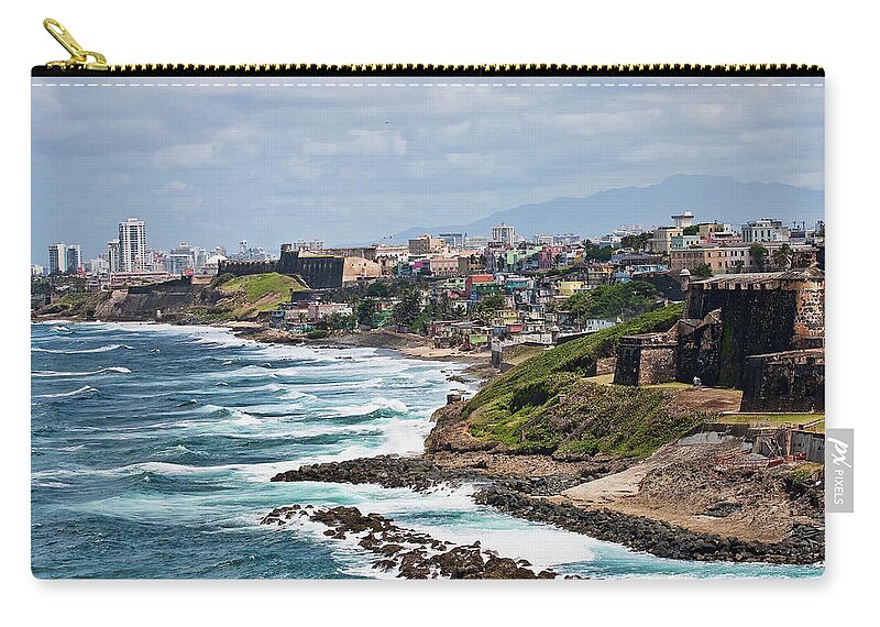 Beach Zip Pouch featuring the photograph Rocky Coast of Puerto Rico by Darryl Brooks