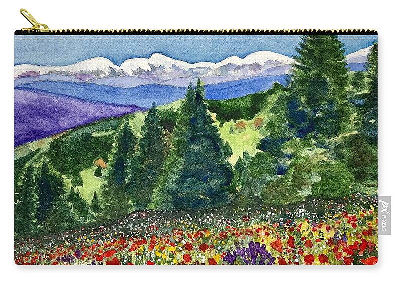 Flowers Zip Pouch featuring the painting Rocky Mountain High by Sue Carmony